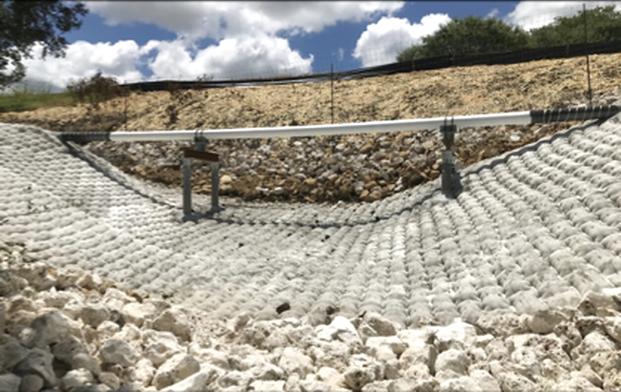 The same crossing with the pipeline supported and the channel protected